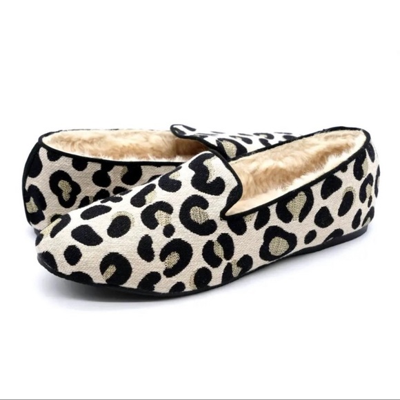 Skechers Shoes - Skechers Cleo Fancy Dreamer Faux Fur Leopard Loafers Slippers